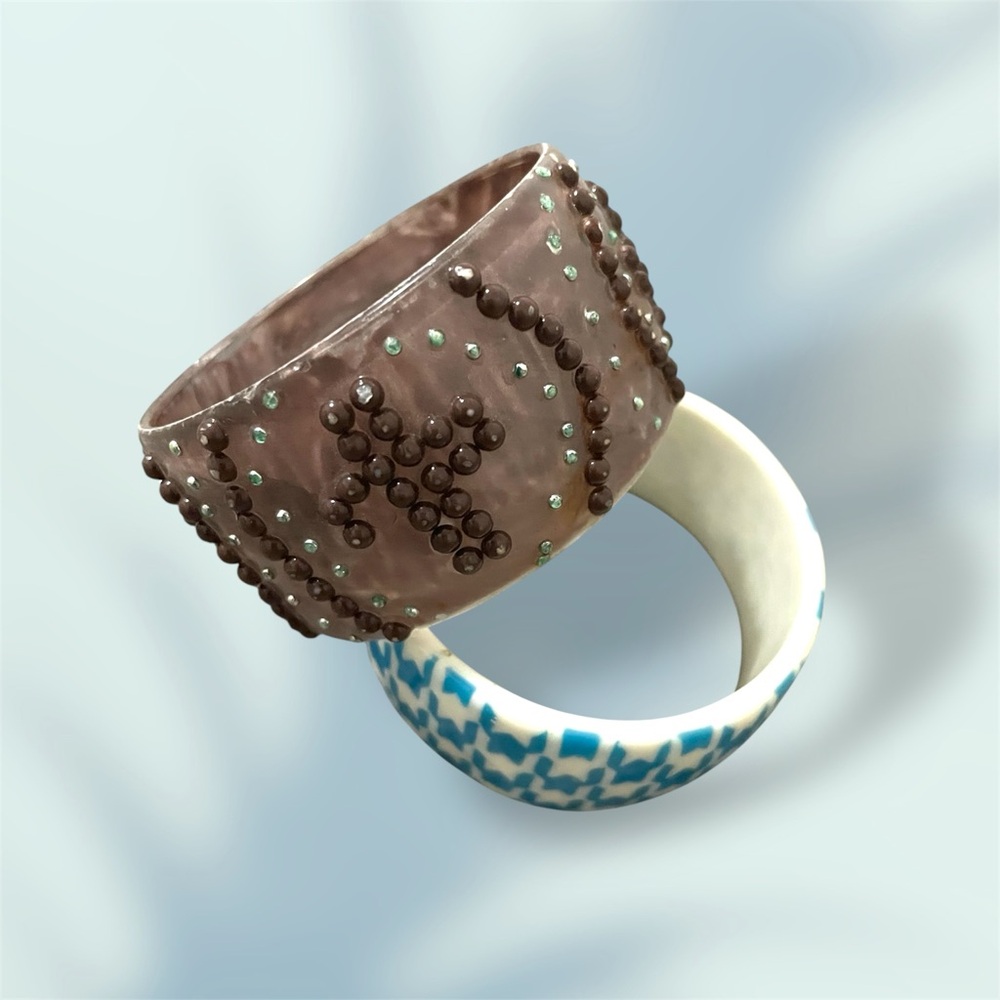 Vintage Brown And Blue Cross Patterned Bundle Ban… - image 1